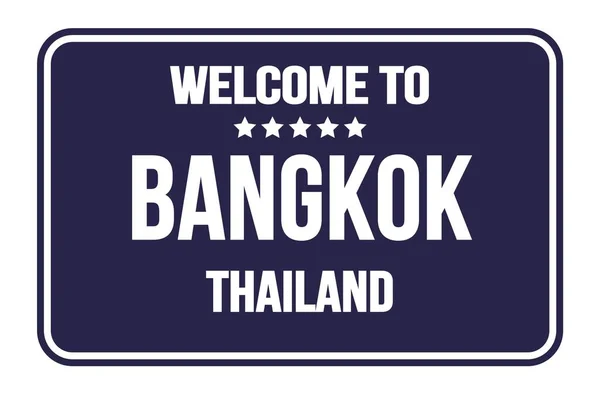 Bienvenue Bangkok Thaïlande Sur Timbre Signalisation Bleu Rectangle — Photo