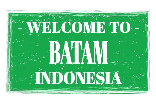 Välkommen Till Batam Indonesien Ord Skrivna Grön Rektangel Post Stämpel — Stockfoto