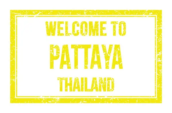 Välkommen Till Pattaya Thailand Ord Skrivna Gul Rektangel Post Stämpel — Stockfoto