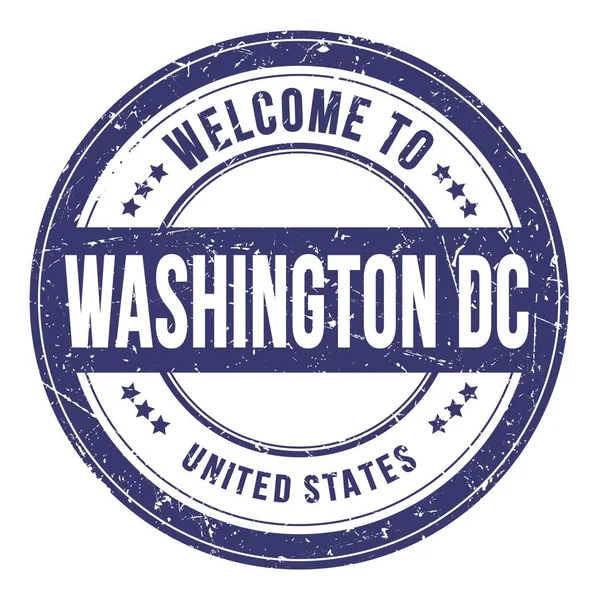 Welcome Washington United States Words Written Blue Coin Stamp — Stock Photo, Image