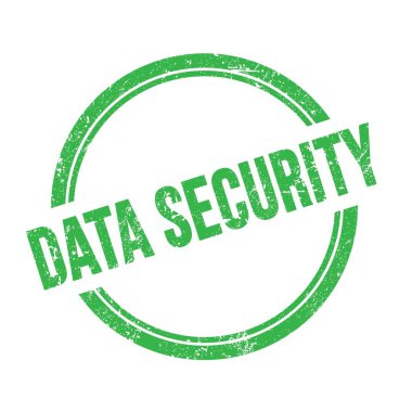 DATA GÜVENLİK yeşil grungy vintage yuvarlak pul üzerine yazılmış metin.
