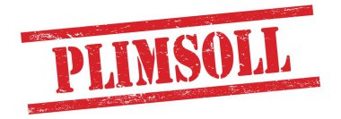 Kırmızı grungy vintage kauçuk damga üzerinde PLIMSOLL metin.