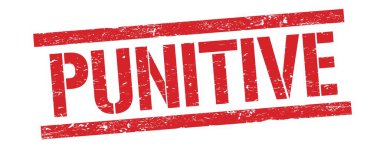 Kırmızı grungy dikdörtgen damga işareti üzerine PUNITIVE metin.