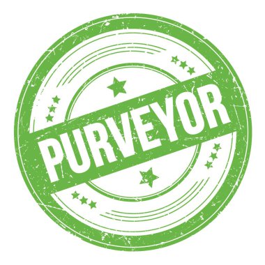 Yeşil yuvarlak grungy doku damgası üzerine PURVEYOR metin.