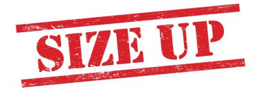 Kırmızı grungy vintage kauçuk damga üzerine SIZE UP metin.