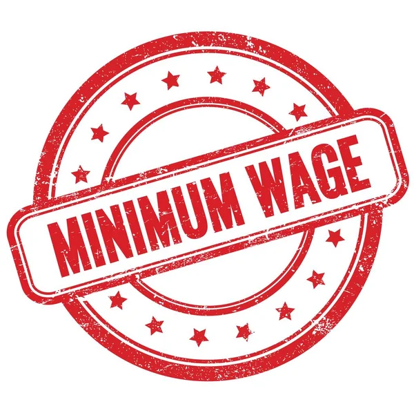 Minimum Wage Text Red Vintage Grungy Rubber Stamp — Stock Photo, Image