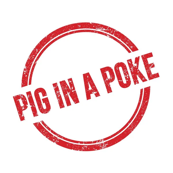 Pig Poke Text Written Red Grough Vintage Stamp — стоковое фото