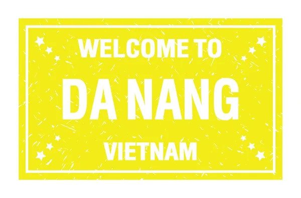 Bienvenidos Nang Vietnam Palabras Escritas Sello Amarillo Bandera Del Rectángulo — Foto de Stock