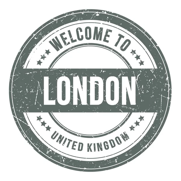 Welcome London United Kingdom Words Written Gray Coin Stamp — Stock Photo, Image