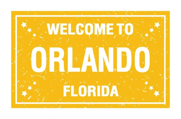Vítejte Orlando Florida Slova Napsaná Žlutém Obdélníkovém Znaku — Stock fotografie