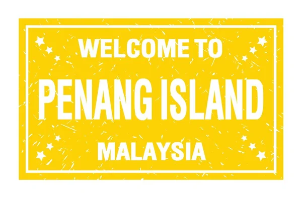 Острова Пенанг Малайзия Слова Написаны Желтом Прямоугольном Флаге — стоковое фото
