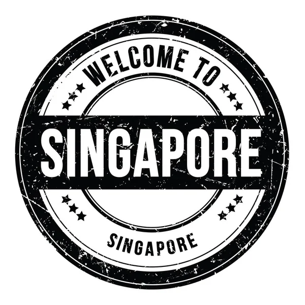 Welkom Singapore Singapore Woorden Geschreven Zwarte Ronde Muntstempel — Stockfoto