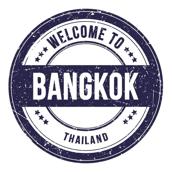 Bienvenue Bangkok Thaïlande Mots Écrits Sur Timbre Rond Bleu — Photo