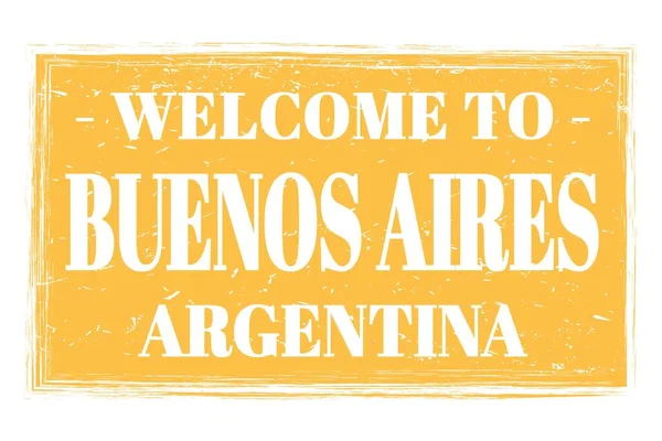 Welcome Buenos Aires Argentina Words Written Yellow Rectangle Post Stamp — ストック写真