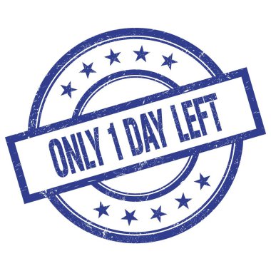 Sadece 1 GÜN LEFT metin mavi yuvarlak vintage kauçuk damga üzerine yazılmış.