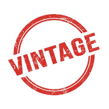 Kırmızı grungy vintage yuvarlak pul üzerine yazılmış VINTAGE metin.