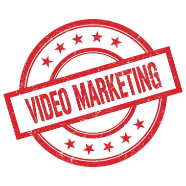 VIDEO MARKETING kırmızı yuvarlak lastik damga üzerine yazılmış metin.