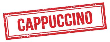 Kırmızı grungy vintage dikdörtgen pulu üzerindeki CAPPUCCINO metni.
