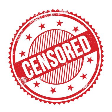 Kırmızı grungy zig zag kenarlarında yazılmış CENSORED metin pul yuvarlak.