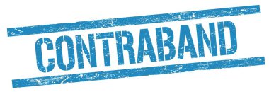 Mavi grungy dikdörtgen damga işareti üzerinde CONTRABAND metin.
