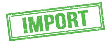 Yeşil grungy vintage dikdörtgen damgalı İMPORT metin.