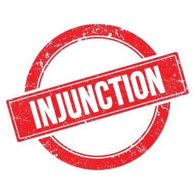 Kırmızı grungy yuvarlak vintage damga üzerinde INJUNCTION metin.