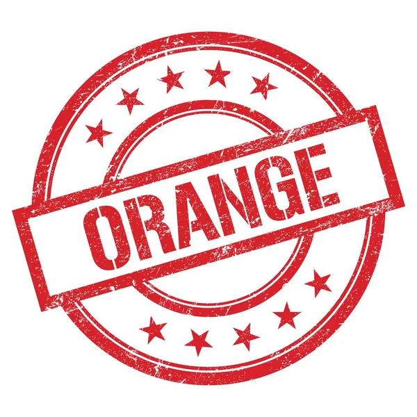 オレンジテキスト赤丸ビンテージゴムスタンプ — ストック写真