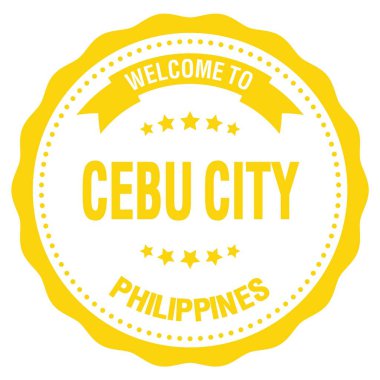 CEBU CITY 'e Hoşgeldiniz - FİLİPİNLER, sarı yuvarlak rozet damgası üzerine yazılmış kelimeler