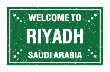 RIYADH 'e Hoşgeldiniz - SAUDI ARABIA, Yeşil dikdörtgen damgalı kelimeler