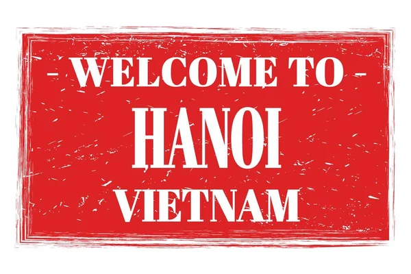 Welcome Hanoi Vietnam Words Written Red Rectangle Post Stamp — Stock Photo, Image