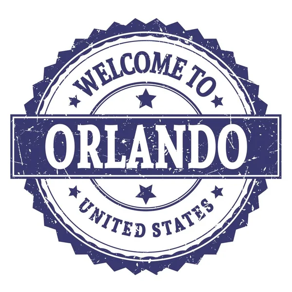 Welcome Orlando United States Words Written Blue Zig Zag Stamp — Stock Photo, Image
