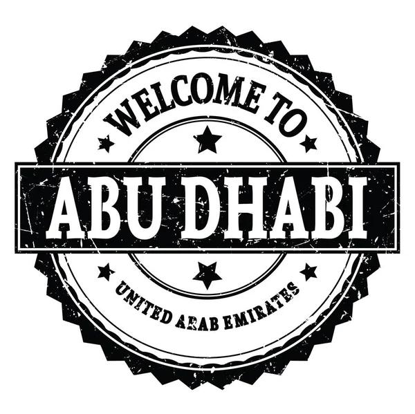 Bienvenue Abu Dhabi Émirats Arabes Unis Mots Écrits Sur Timbre — Photo