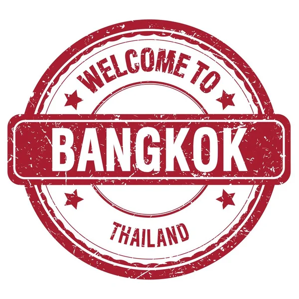 Welcome Bangkok Tajlandia Słowa Zapisane Czerwonym Znaczku Grungowym — Zdjęcie stockowe