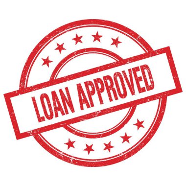 Kredi onaylı kırmızı yuvarlak plastik damga üzerine yazılmış metin.