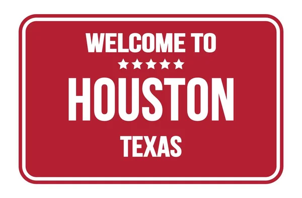 Welcome Houston Texas Red Rectangle Street Sign Stamp — Stock Photo, Image