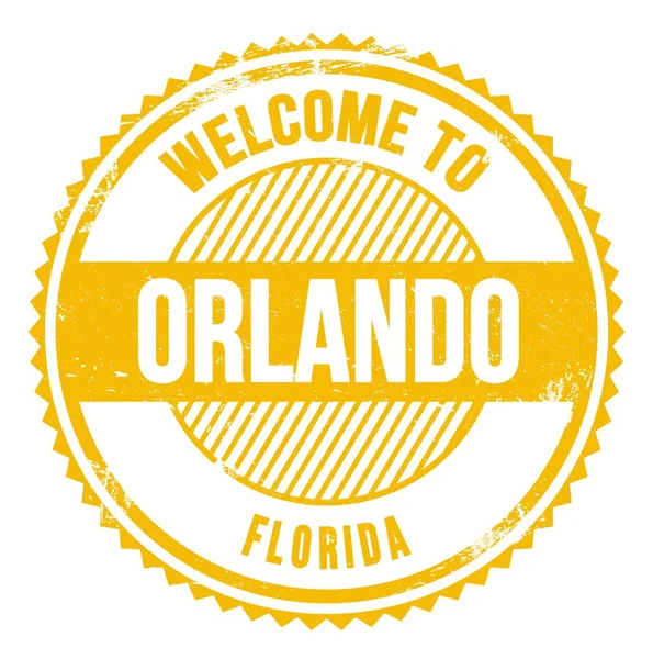 Üdvözöljük Orlando Florida Szavak Írt Sárga Cikcakkos Bélyegző — Stock Fotó
