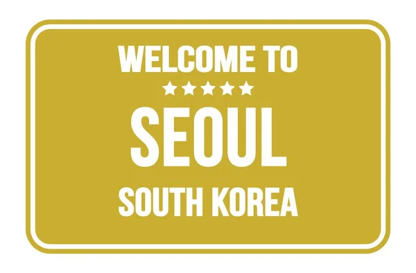 Bienvenido Seúl Corea Del Sur Rectángulo Amarillo Sello Calle — Foto de Stock