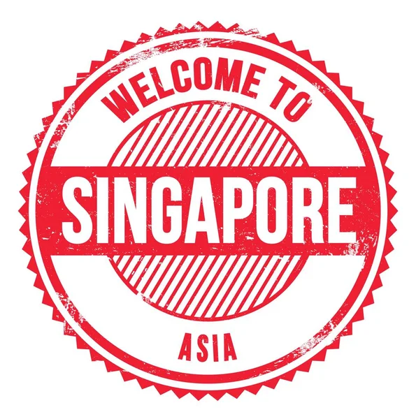 Bem Vindo Cingapore Ásia Palavras Escritas Ziguezague Vermelho — Fotografia de Stock