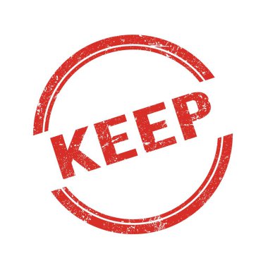 Kırmızı grungy vintage yuvarlak pulu üzerine yazılmış KEEP metni.