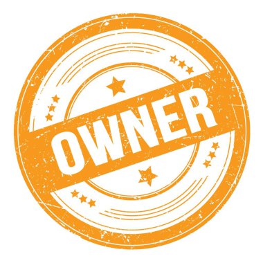 OWNER metni turuncu yuvarlak grungy doku damgası üzerine.