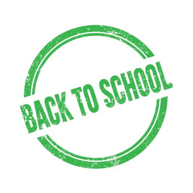 Yeşil grungy vintage yuvarlak damga üzerine yazılmış Okula Dönüş metni.
