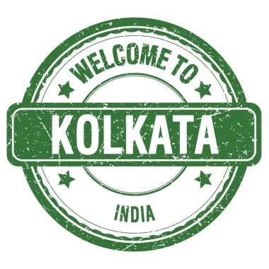 KOLKATA 'ya Hoşgeldiniz - Hindistan, yeşil grungy pulu üzerine yazılmış kelimeler
