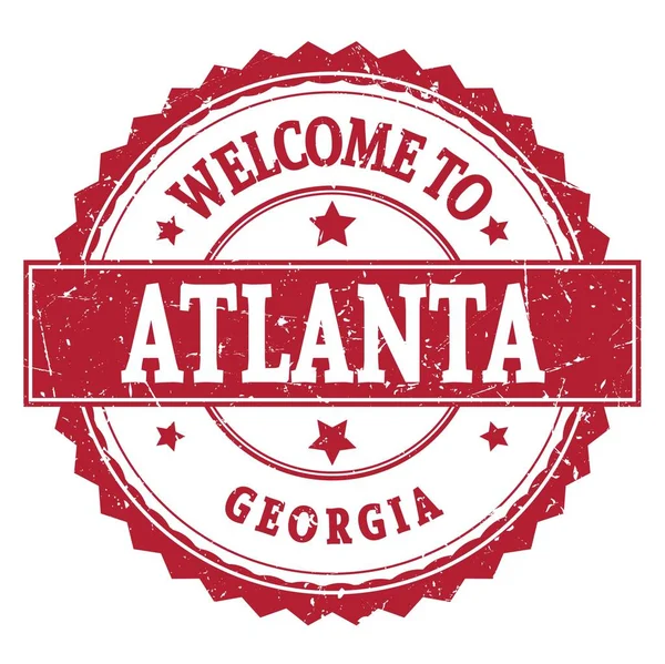Welcome Atlanta Georgia Words Written Red Zig Zag Stamp — Stock Photo, Image
