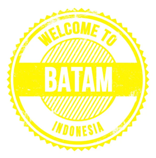 Välkommen Till Batam Indonesien Ord Skrivna Gul Sicksackstämpel — Stockfoto