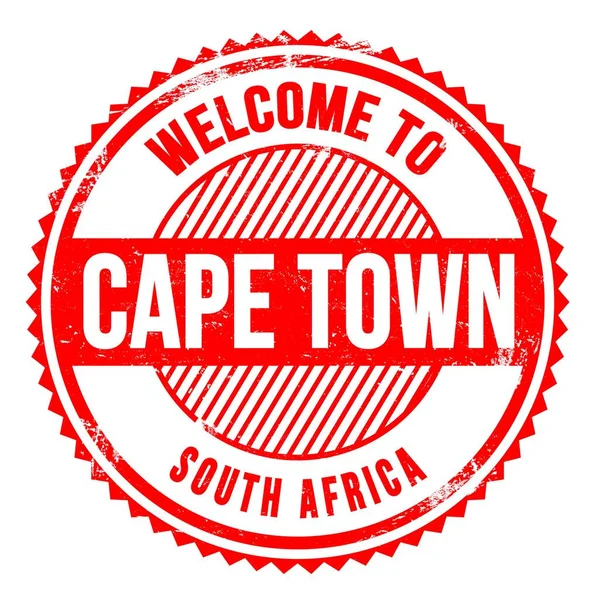 Bienvenidos Cape Town Sudáfrica Palabras Escritas Zig Zag Rojo —  Fotos de Stock