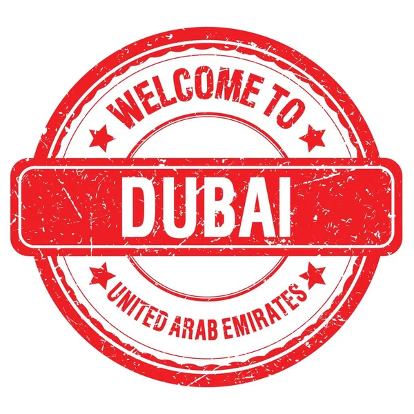 Bienvenue Dubai Émirats Arabes Unis Mots Écrits Sur Timbre Grunge — Photo