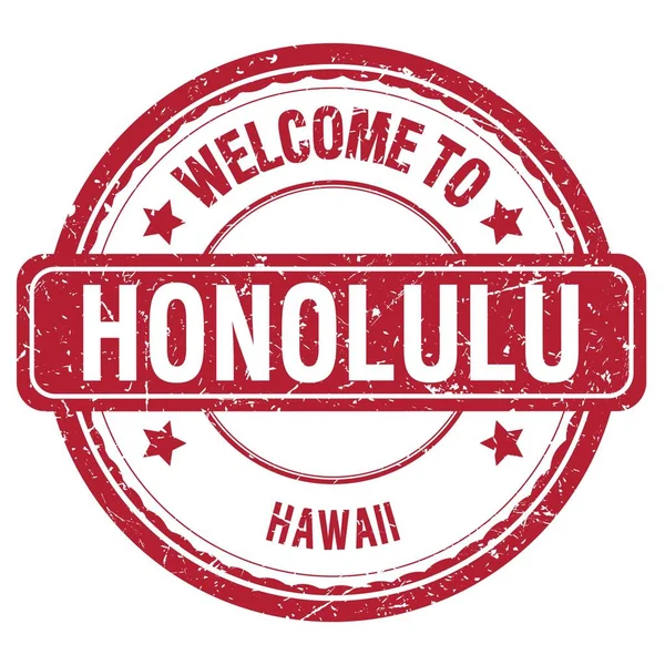 Welkom Honolulu Hawaii Woorden Geschreven Rode Grungy Stempel — Stockfoto