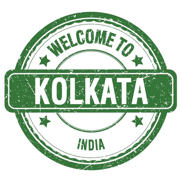 KOLKATA 'ya Hoşgeldiniz - Hindistan, yeşil grungy pulu üzerine yazılmış kelimeler