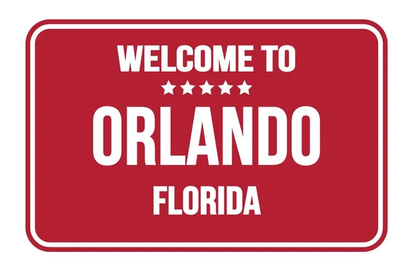 Welcome Orlando Florida Red Rectangle Street Sign Stamp — ストック写真
