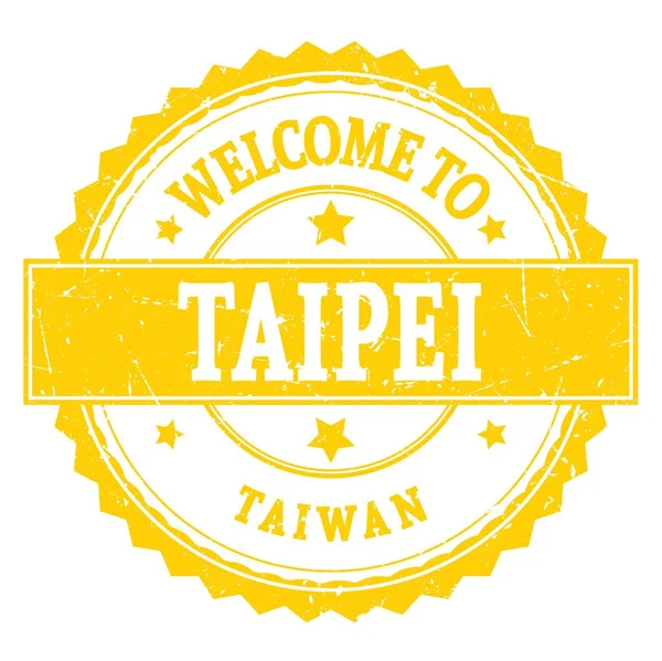 Benvenuti Taipei Taiwan Parole Scritte Sul Timbro Zig Zag Rotondo — Foto Stock